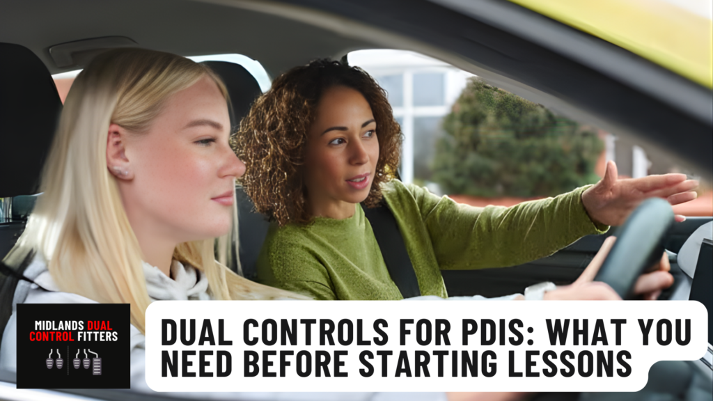 driving instructor teaching new learner driver